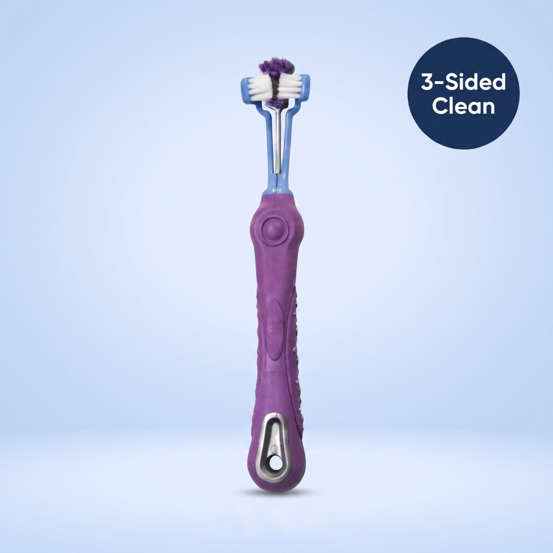 Chevaroo 3 Sided Dog Anti Plaque Toothbrush