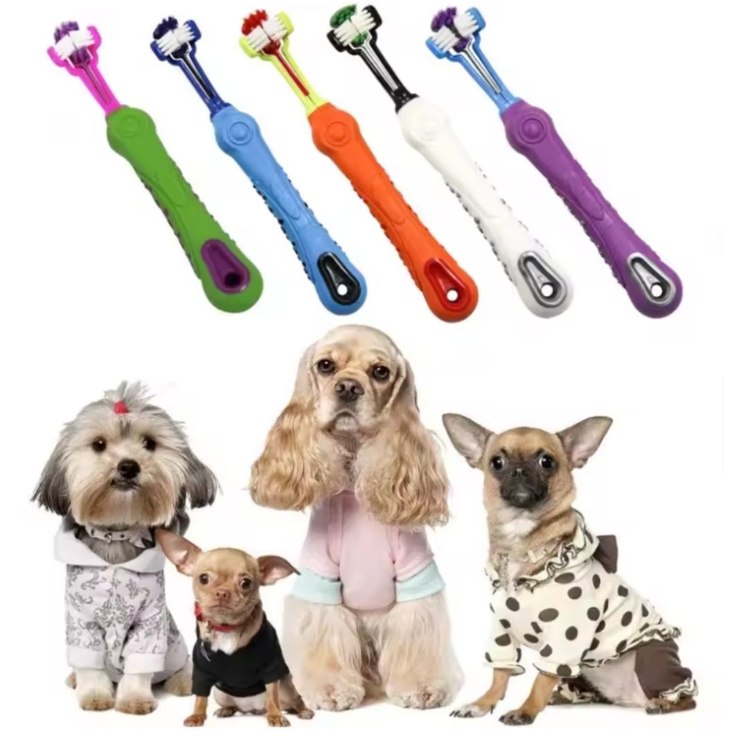 Chevaroo 3 Sided Dog Anti Plaque Toothbrush