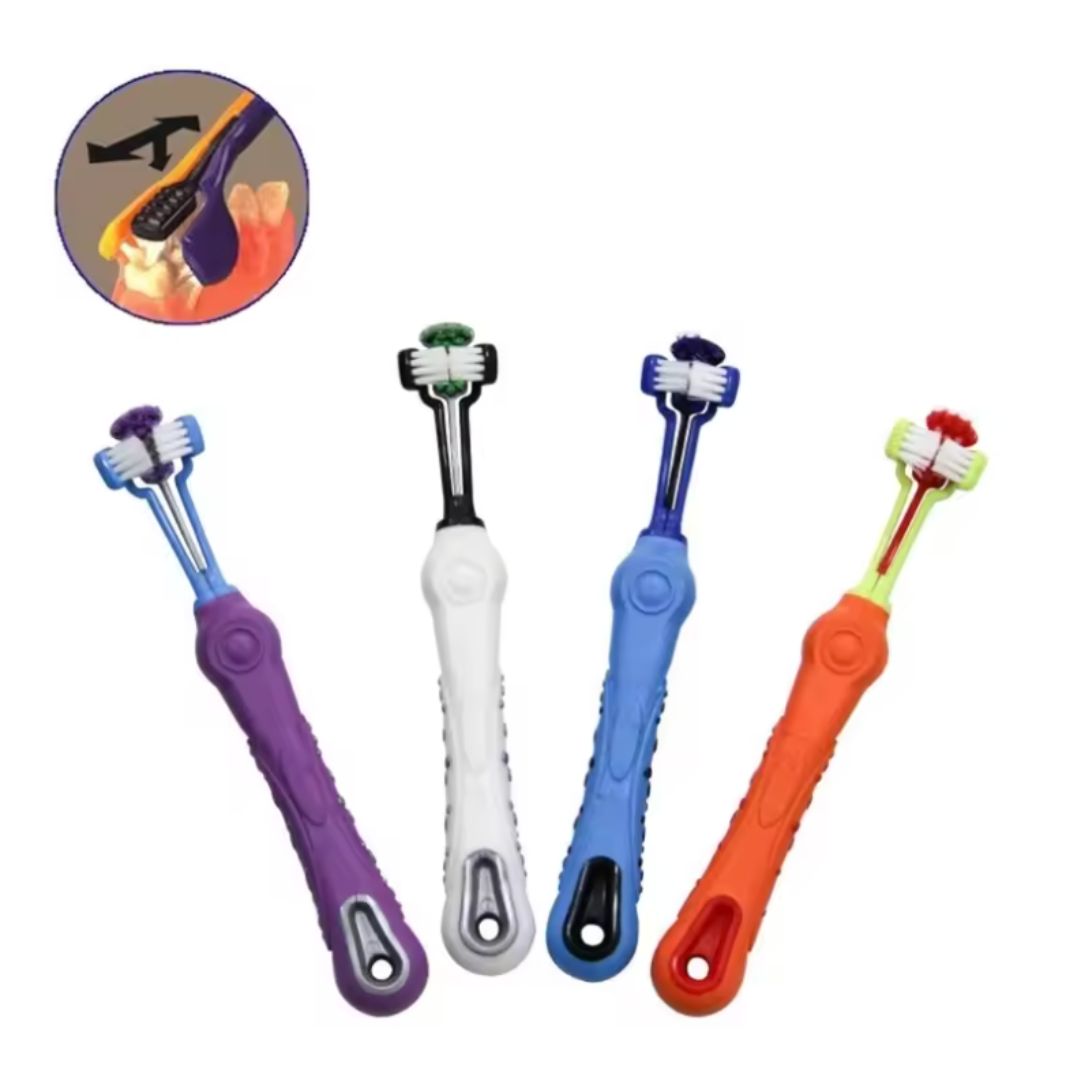 Chevaroo 3 Sided Dog Anti Plaque Toothbrush