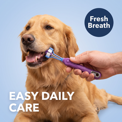 Chevaroo 3 Sided Dog Anti Plaque Toothbrush