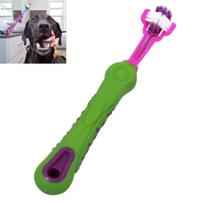 Chevaroo 3 Sided Dog Anti Plaque Toothbrush