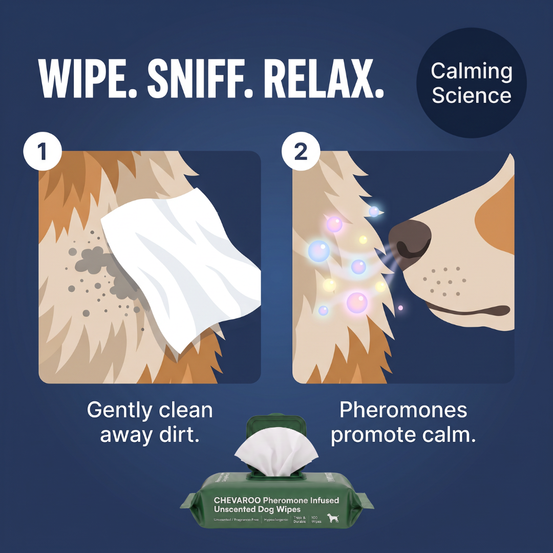 Chevaroo Pheromone Infused Unscented Dog Wipes