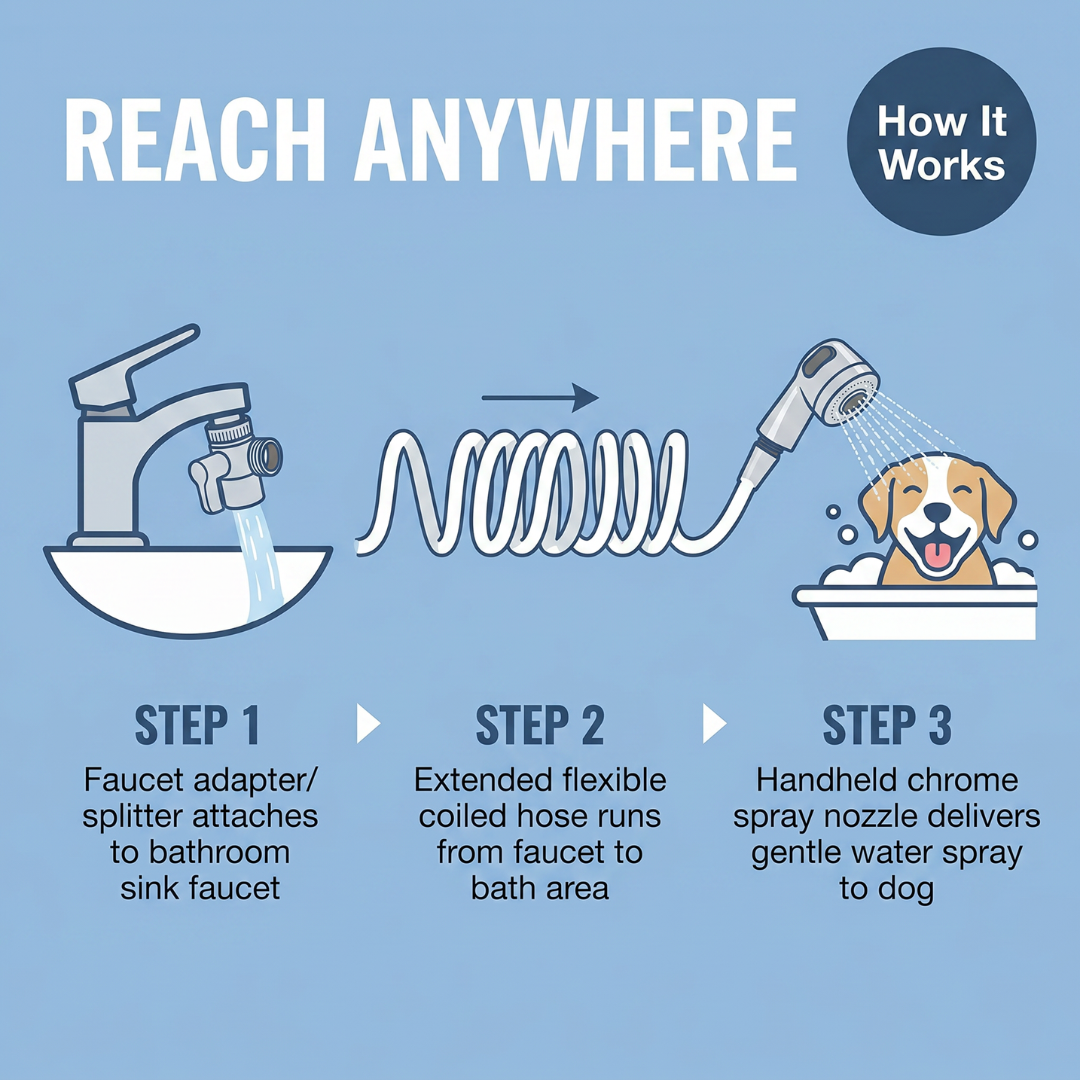 Chevaroo Extended No Leak Pet Bathing Faucet Sprayer
