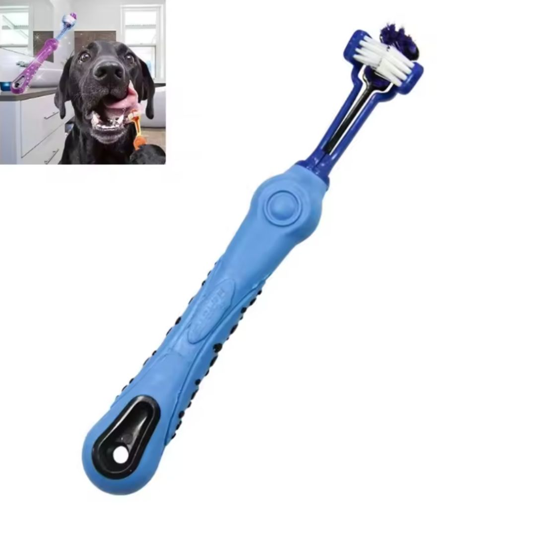 Chevaroo 3 Sided Dog Anti Plaque Toothbrush