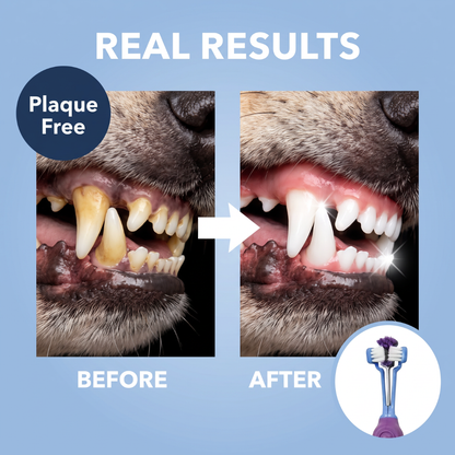 Chevaroo 3 Sided Dog Anti Plaque Toothbrush