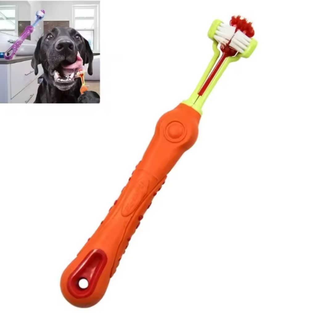 Chevaroo 3 Sided Dog Anti Plaque Toothbrush