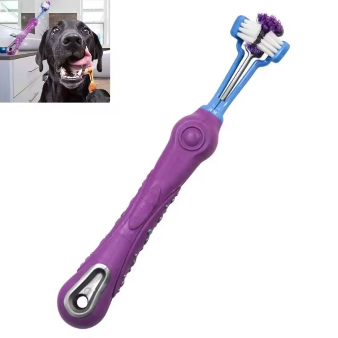 Chevaroo 3 Sided Dog Anti Plaque Toothbrush